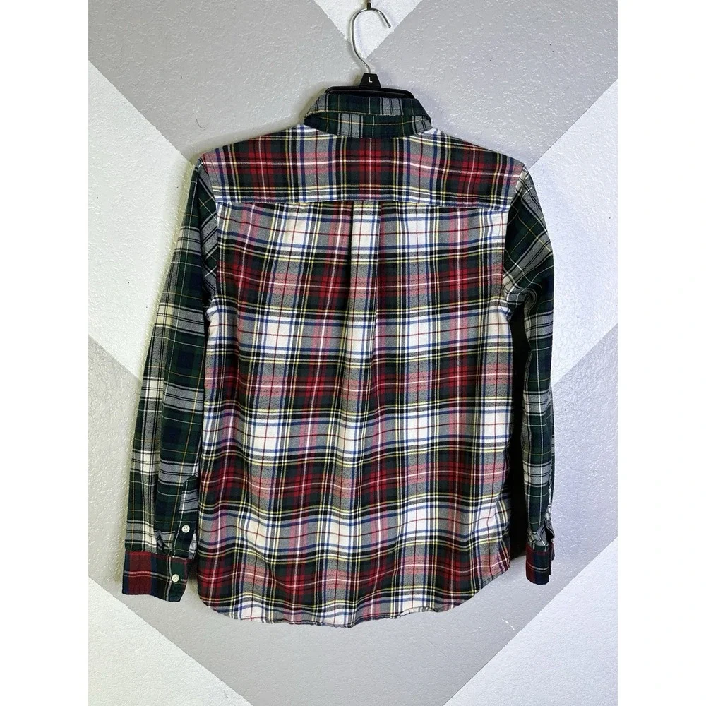 Ralph Lauren Boys Performace Red Green Plaid Casual Button Up Fun Shirt Lg 14-16